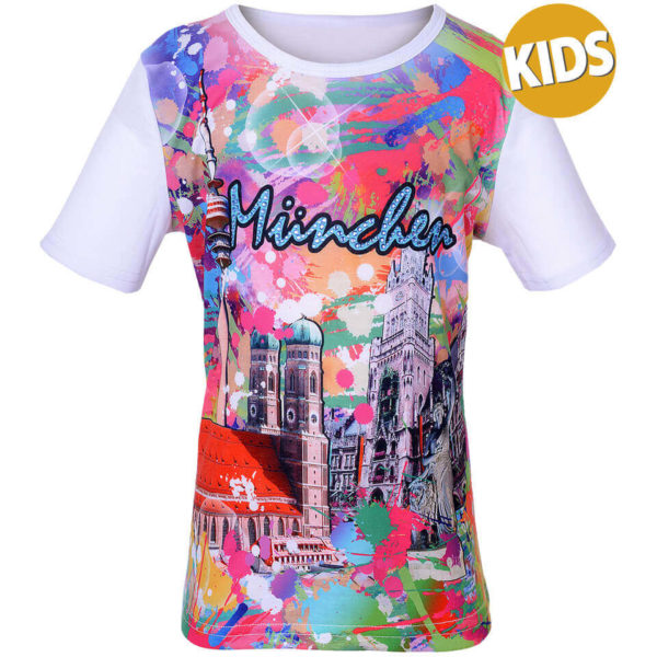 Stadtmotiv T-Shirt für Kinder „München crazy“ buntes Shirt