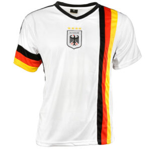 Trikot Fußball im Look der Nationalmannschft, Weiß mit Farben der Deutschlandflagge und Adler auf der Brust