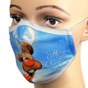 Kindermaske gegen Infektionen Corona. Motiv: Weihnachten, Rentier