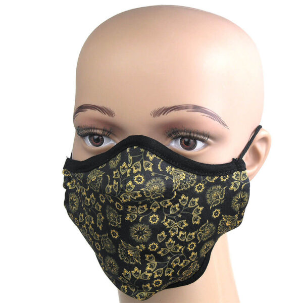 Mund-Nasenschutz mit goldenem Blumenmuster